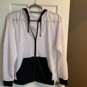 Blank Noir mesh Hoodie with black ‘silky’ cuffs and pockets